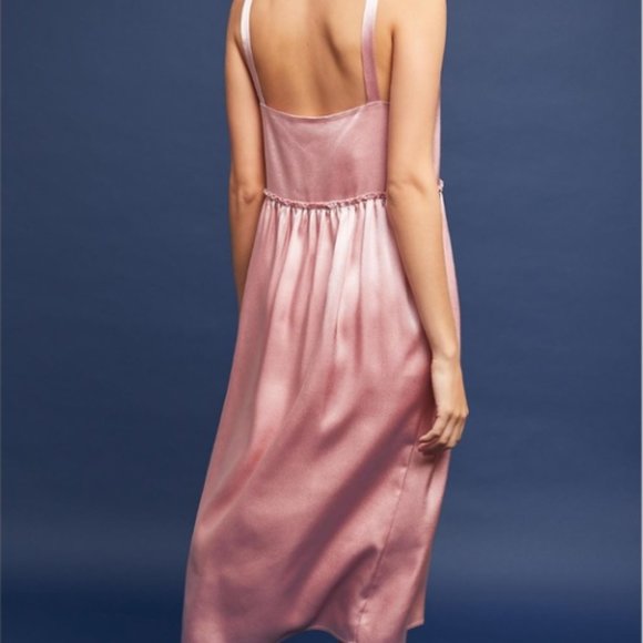 Anthropologie Retro-Deco pink Satin Dress - Picture 3 of 5